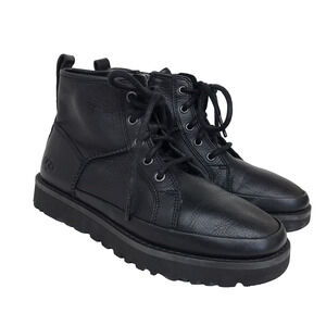 UGG Deconstructed Boots Women's 5 Black Pebbled Leather Lace Up M Combat Zip